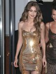 Gigi Hadid Sexy Gold Dress