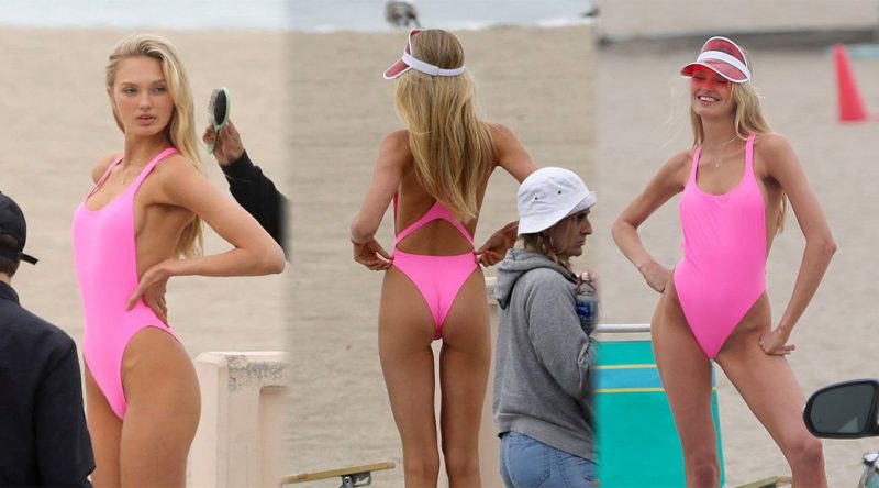 Romee Strijd – Swimsuit Photoshoot Candids in Malibu