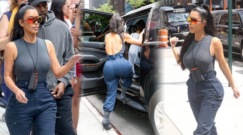 Kim Kardashian – Braless Candids in New York
