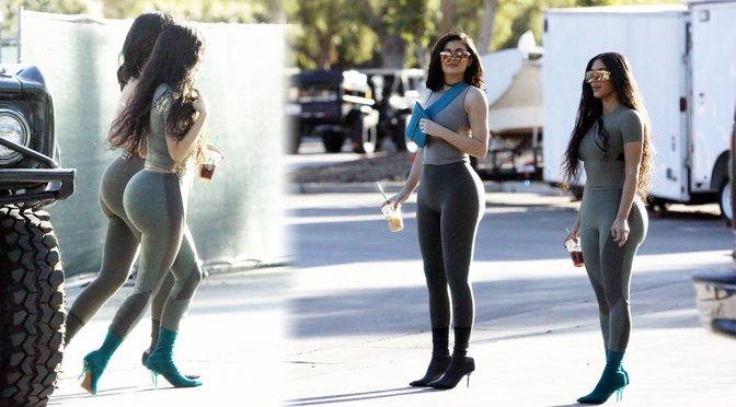 Kylie Jenner and Kim Kardashian – Photoshoot Candids in Calabasas