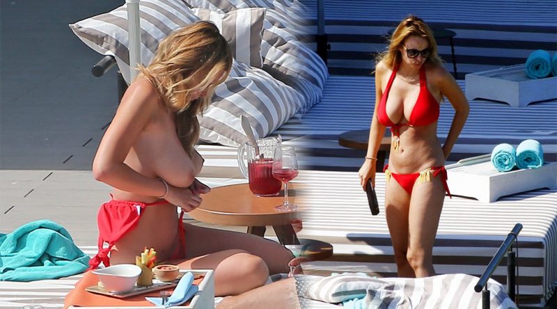 Rhian Sugden – Topless Bikini Candids in Ibiza