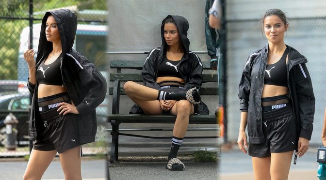 Adriana Lima – Puma & Maybelline Photoshoot Candids in New York