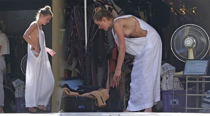 Amber Heard – Topless Candids in Los Angeles