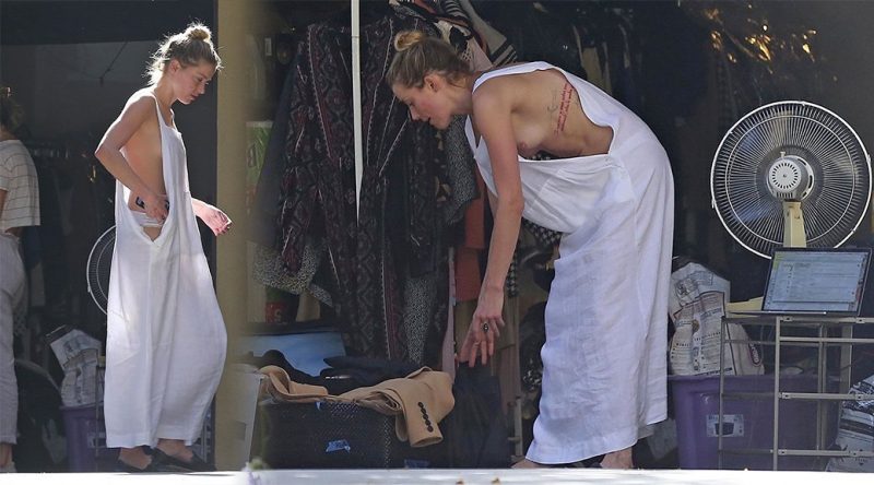 Amber Heard – Topless Candids in Los Angeles