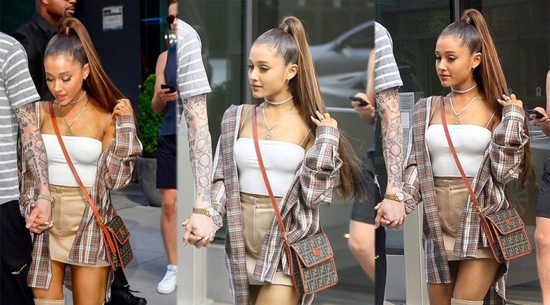 Ariana Grande – Braless Candids in New York