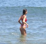 Bella Hadid Red Sexy Thong Bikini