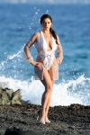 Demi Rose Mawby Revealing White Swimsuit