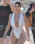 Demi Rose Mawby Revealing White Swimsuit