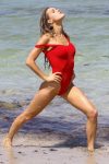 Joy Corrigan Sexy Red Swimsuit