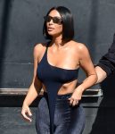 Kim Kardashian Braless Boobs In See Through Black Top