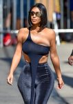 Kim Kardashian Braless Boobs In See Through Black Top