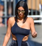 Kim Kardashian Braless Boobs In See Through Black Top