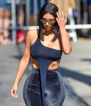 Kim Kardashian Braless Boobs In See Through Black Top