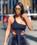 Kim Kardashian Braless Boobs In See Through Black Top
