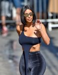 Kim Kardashian Braless Boobs In See Through Black Top