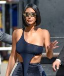 Kim Kardashian Braless Boobs In See Through Black Top