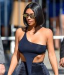 Kim Kardashian Braless Boobs In See Through Black Top