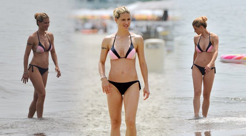 Michelle Hunziker – Bikini Candids in Italy