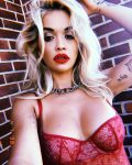 Rita Ora Red Lingerie Boobs