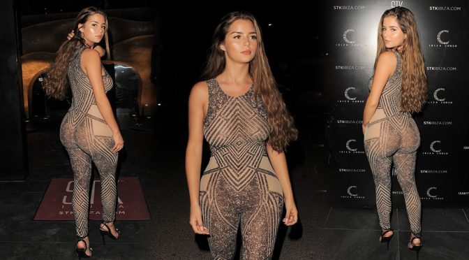 Demi Rose Mawby – See-Through Dress Candids in Ibiza