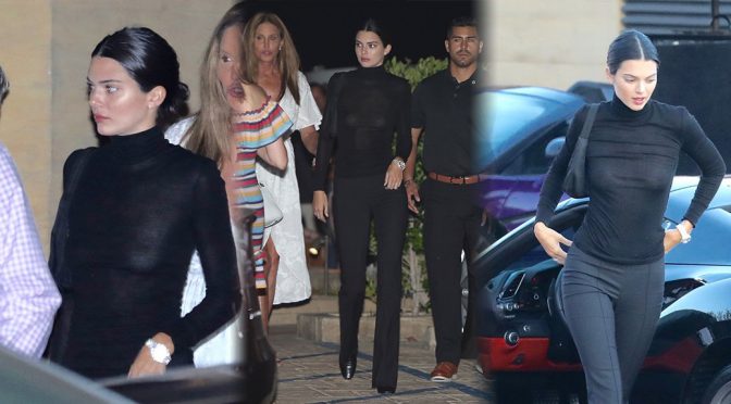 Kendall Jenner – Braless See-Through Candids at Nobu in Malibu