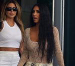 Kim Kardashian Braless In Sheer Top In Miami