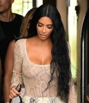 Kim Kardashian Braless In Sheer Top In Miami