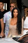 Kim Kardashian Braless In Sheer Top In Miami