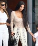 Kim Kardashian Braless In Sheer Top In Miami