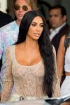 Kim Kardashian Braless In Sheer Top In Miami