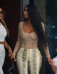 Kim Kardashian Braless In Sheer Top In Miami