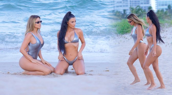 Kim Kardashian – Bikini Photoshoot Candids in Miami