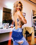 Rita Ora Topless Covered