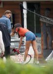 Selena Gomez In Denim Shorts At Movie Set In Nyc