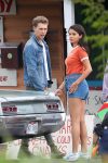 Selena Gomez In Denim Shorts At Movie Set In Nyc