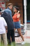 Selena Gomez In Denim Shorts At Movie Set In Nyc