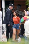 Selena Gomez In Denim Shorts At Movie Set In Nyc