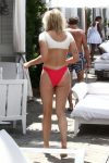Sophie Turner Underboob In Bikini At Pool In Miami