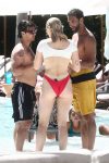 Sophie Turner Underboob In Bikini At Pool In Miami
