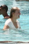 Sophie Turner Underboob In Bikini At Pool In Miami