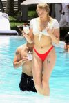 Sophie Turner Underboob In Bikini At Pool In Miami
