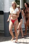 Sophie Turner Underboob In Bikini At Pool In Miami