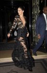 Kednall Jenner Braless In Sheer Black Dress