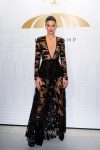 Kednall Jenner Braless In Sheer Black Dress