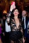 Kednall Jenner Braless In Sheer Black Dress