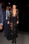 Kednall Jenner Braless In Sheer Black Dress