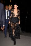 Kednall Jenner Braless In Sheer Black Dress