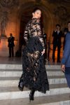 Kednall Jenner Braless In Sheer Black Dress