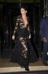 Kednall Jenner Braless In Sheer Black Dress