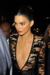 Kednall Jenner Braless In Sheer Black Dress